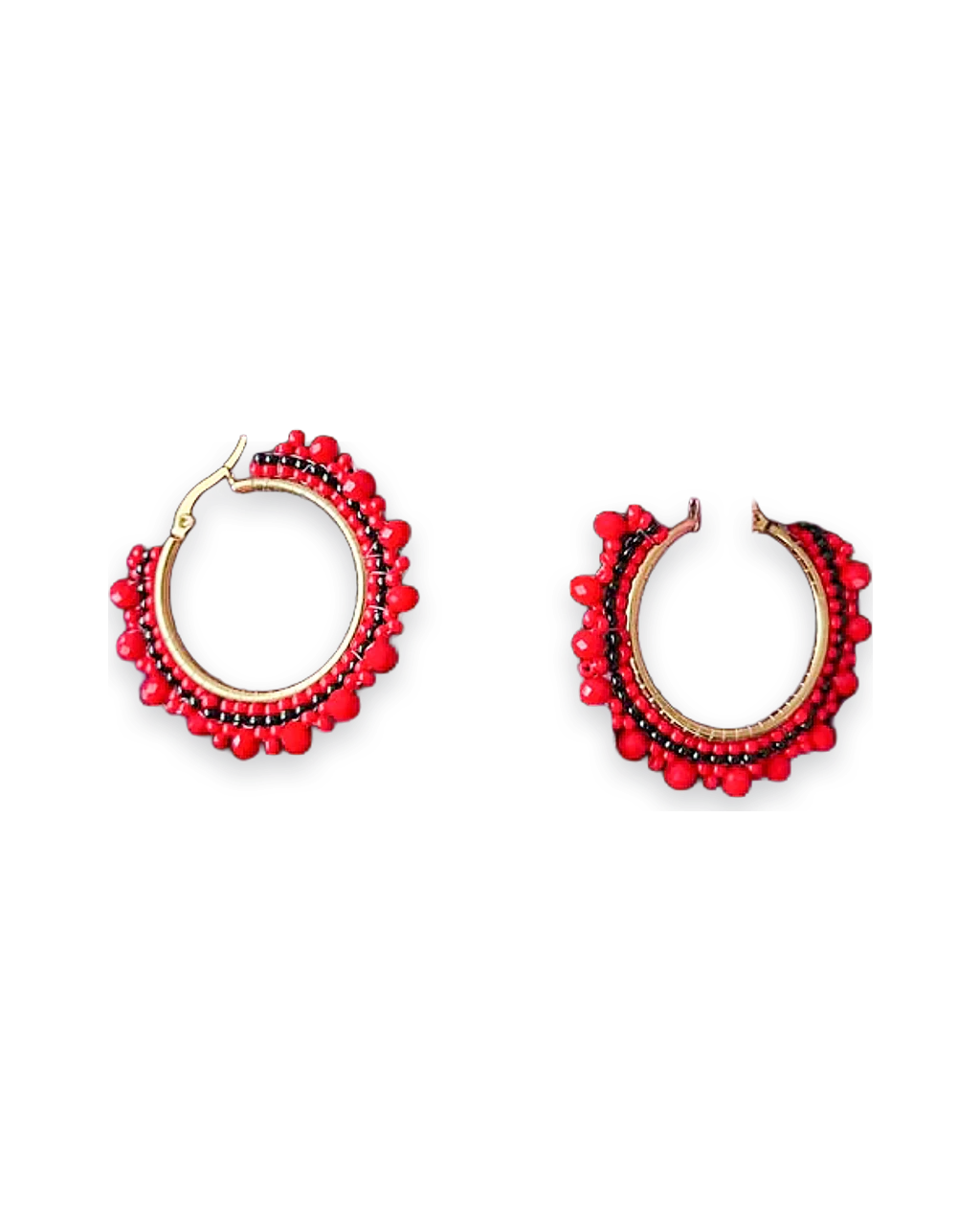 Argollas grandes de mostacilla roja